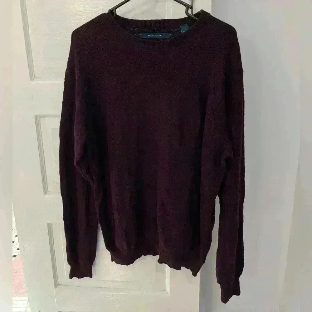 Perry Ellis‎ burgundy men's crewneck sweater